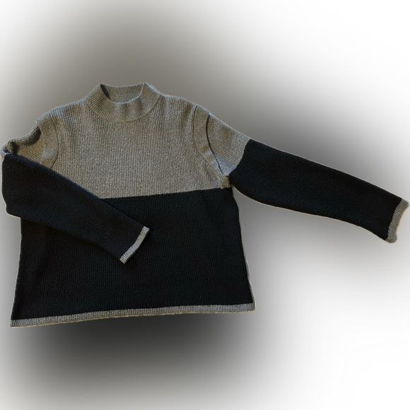 Halogen Grey Black Colorblock Long Sleeve Mock Neck Pullover Sweater Sz XXL New - Picture 3 of 4